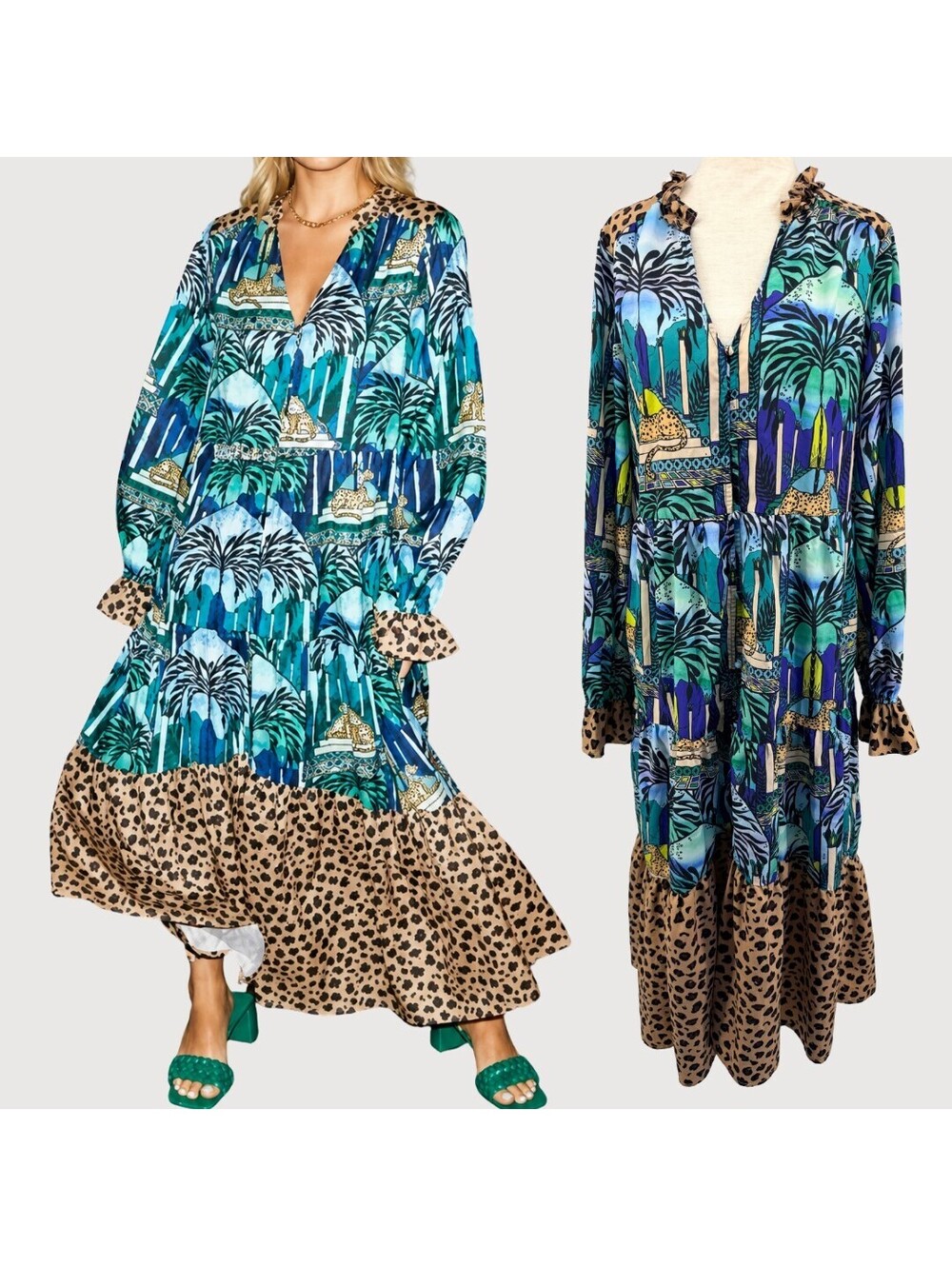 Never Fully Dressed Gaia Clash Midi Dress Blue Est L